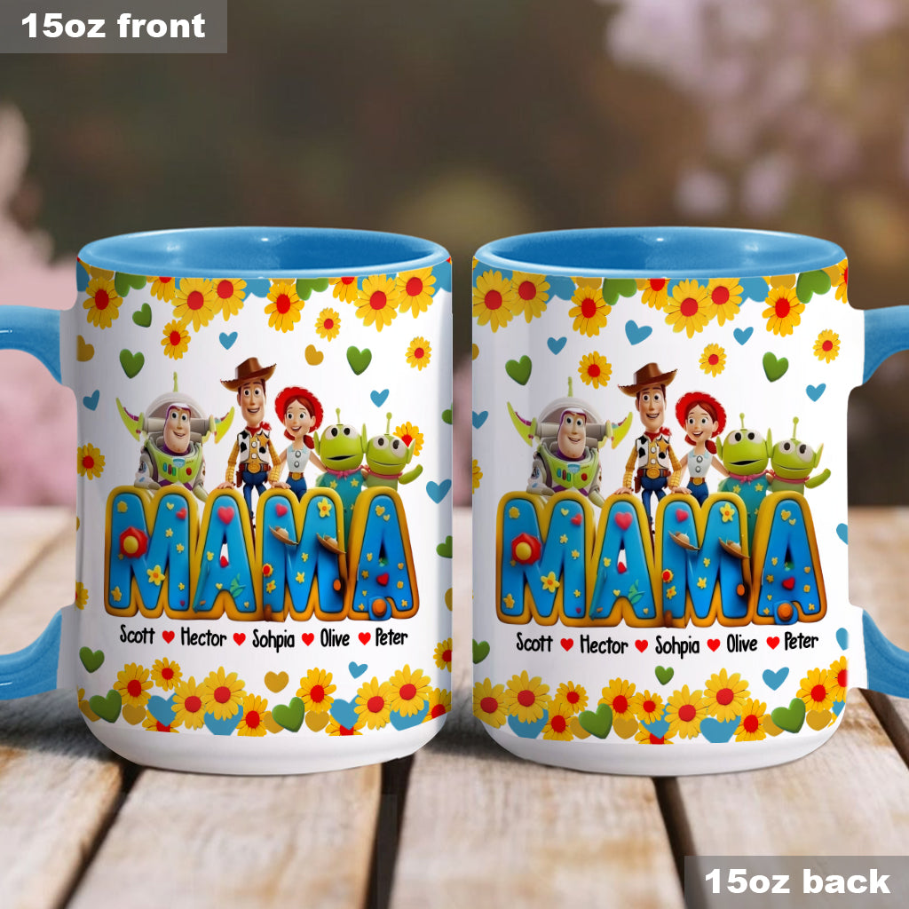 Personalized Accent Mug for Mom with Custom Names & Floral Design Accent Mug GradoCreations