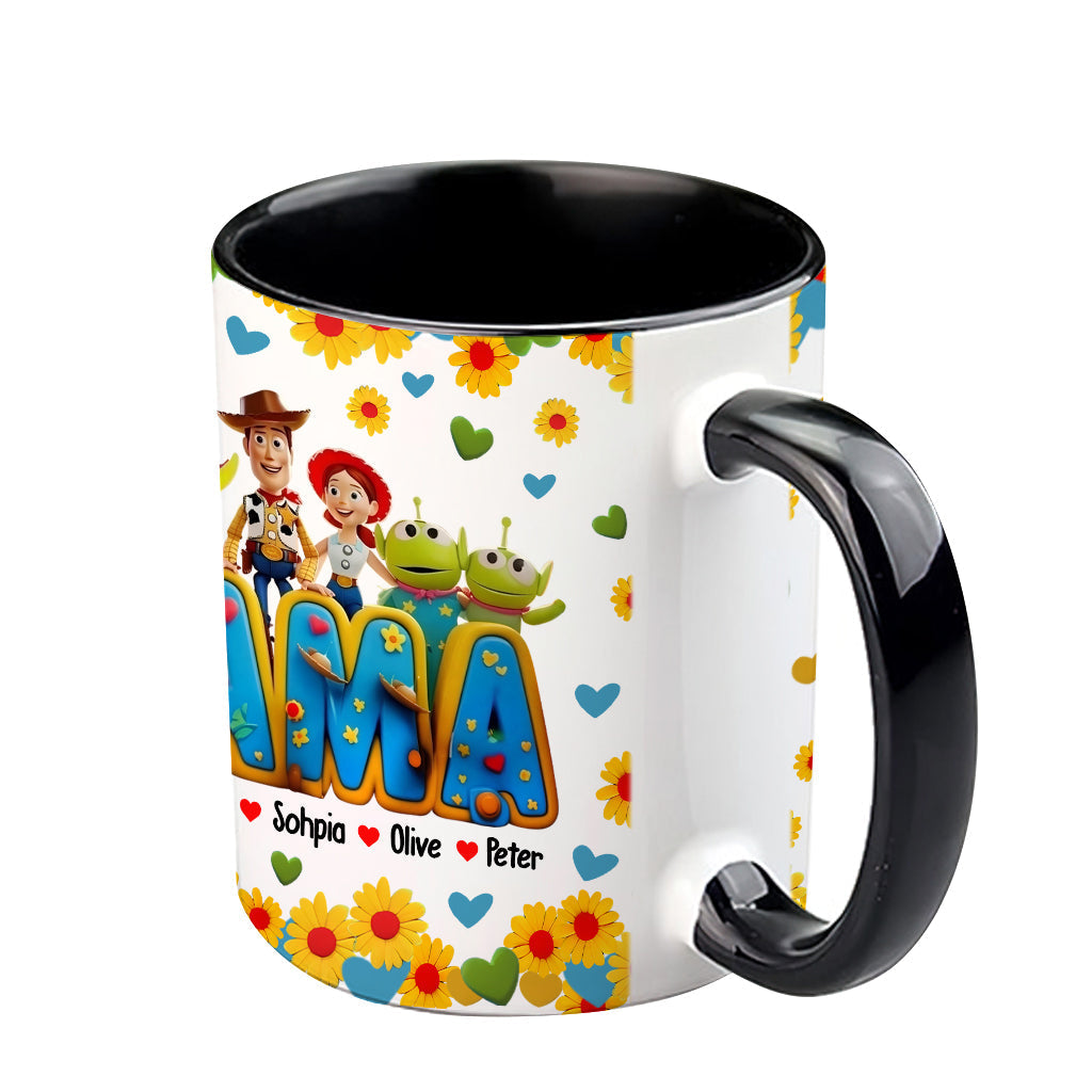 Personalized Accent Mug for Mom with Custom Names & Floral Design Accent Mug GradoCreations