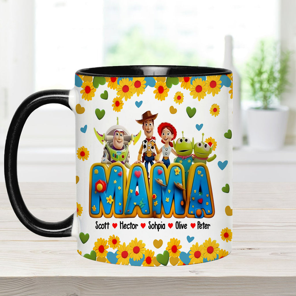 Personalized Accent Mug for Mom with Custom Names & Floral Design Accent Mug GradoCreations
