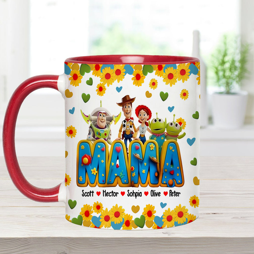 Personalized Accent Mug for Mom with Custom Names & Floral Design Accent Mug GradoCreations