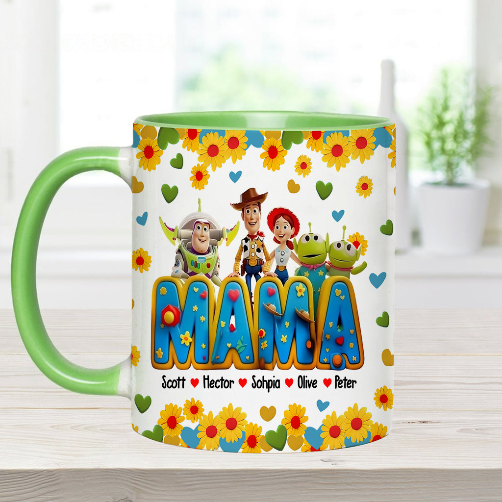 Personalized Accent Mug for Mom with Custom Names & Floral Design Accent Mug GradoCreations