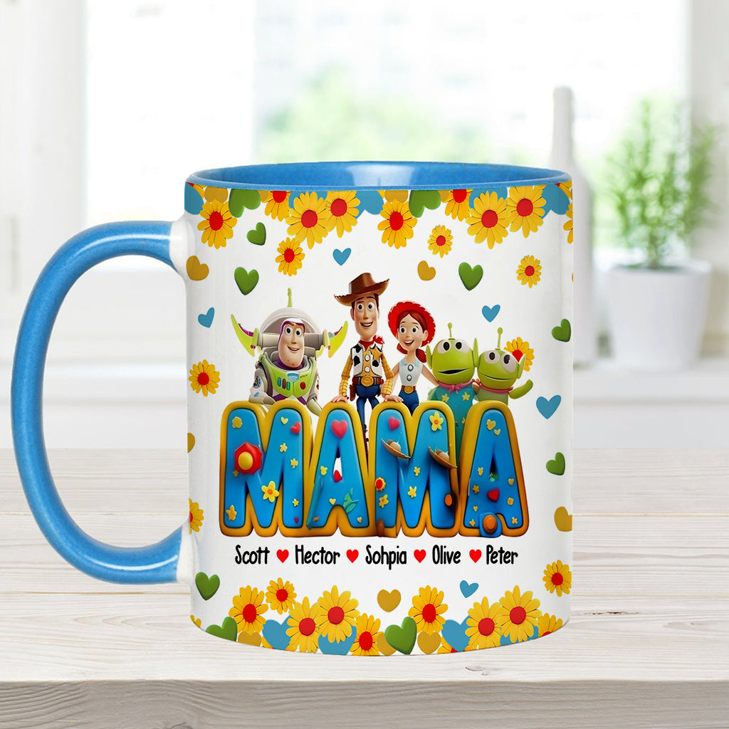 Personalized Accent Mug for Mom with Custom Names & Floral Design Accent Mug GradoCreations