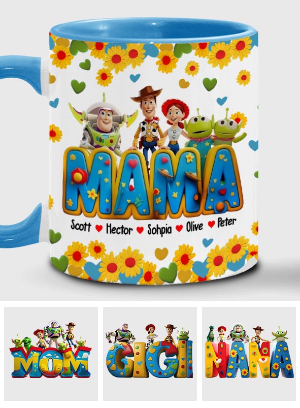 Personalized Accent Mug for Mom with Custom Names & Floral Design Accent Mug GradoCreations