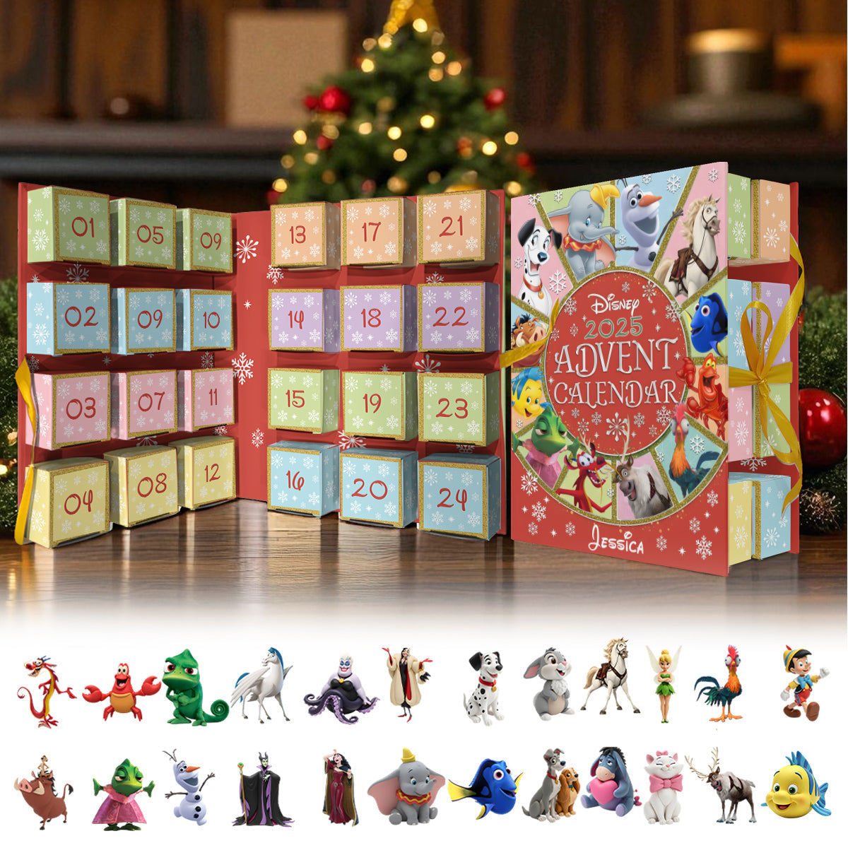 Personalized Advent Calendar with Ornaments for Kids - 2025 Holiday Gift Folded Advent Calendar With Ornaments GradoCreations