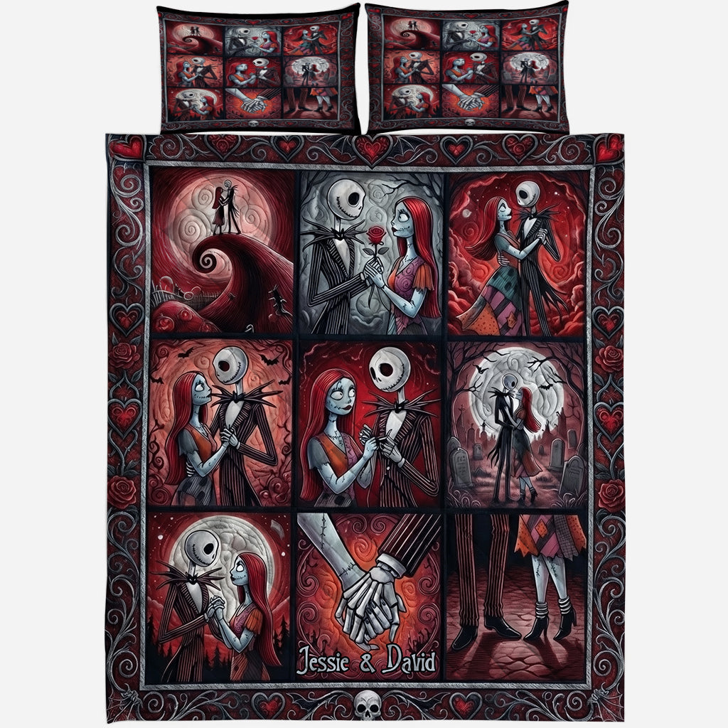 Personalized Nightmare Before Christmas Quilt Set for Couples - Custom Name Gift Quilt Set GradoCreations