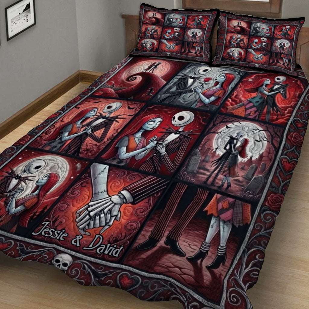 Personalized Nightmare Before Christmas Quilt Set for Couples - Custom Name Gift Quilt Set GradoCreations