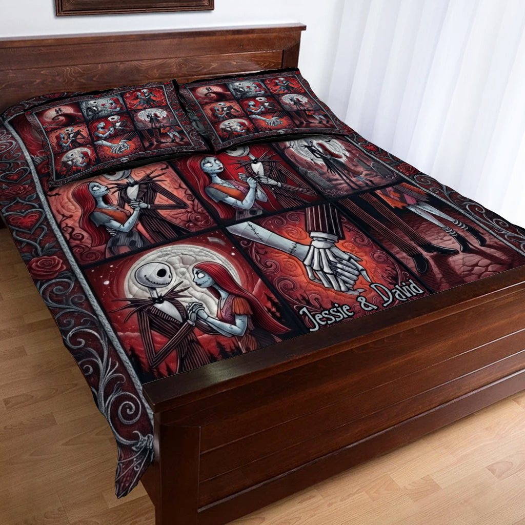 Personalized Nightmare Before Christmas Quilt Set for Couples - Custom Name Gift Quilt Set GradoCreations