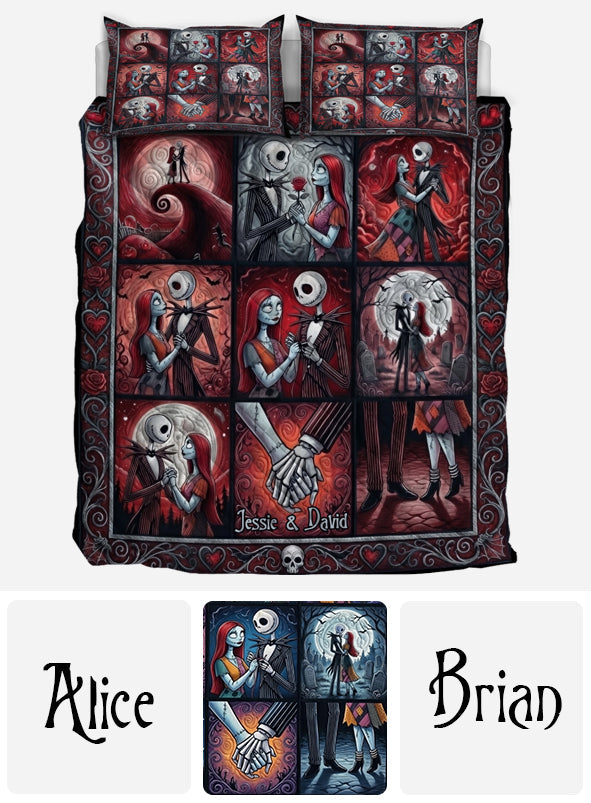 Personalized Nightmare Before Christmas Quilt Set for Couples - Custom Name Gift Quilt Set GradoCreations