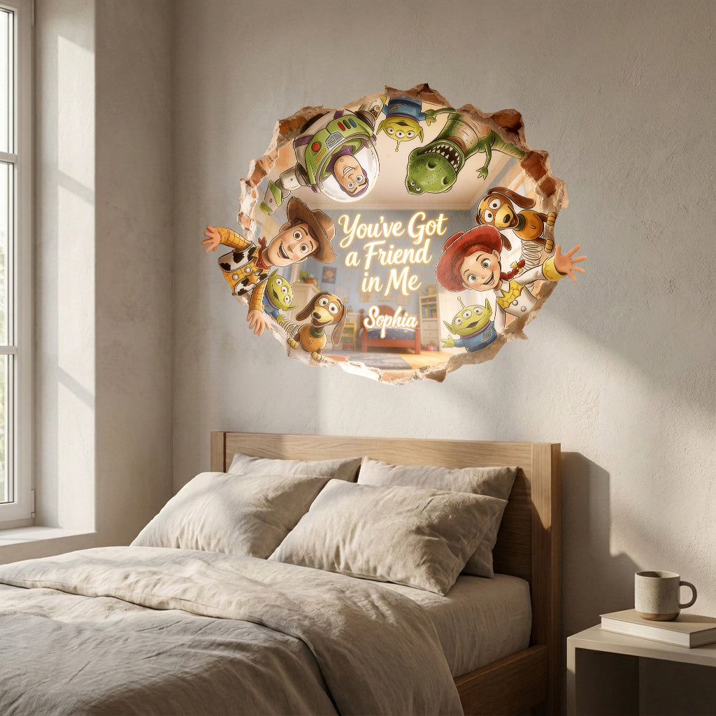 Personalized 3D Illusion Decal for Kids Room - You’ve Got A Friend In Me Decal Full GradoCreations