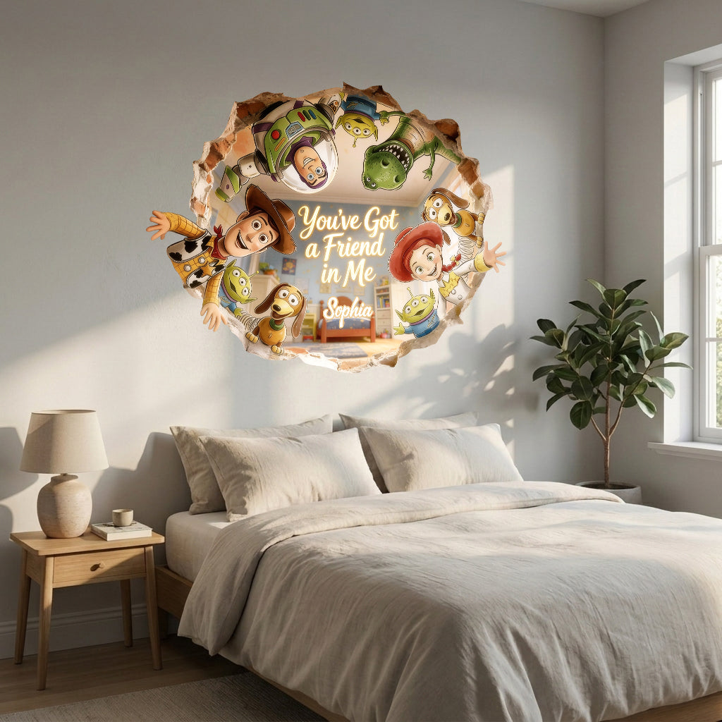 Personalized 3D Illusion Decal for Kids Room - You’ve Got A Friend In Me Decal Full GradoCreations