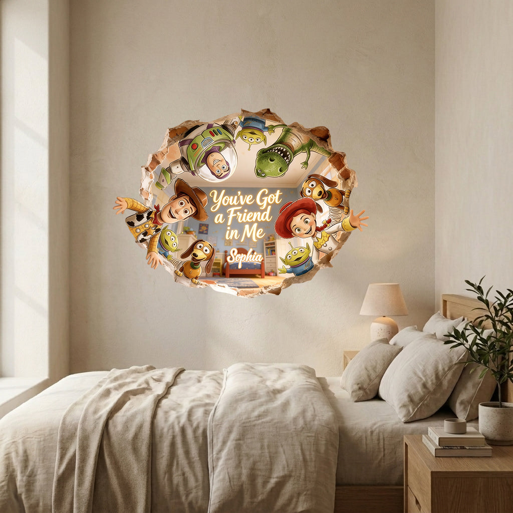 Personalized 3D Illusion Decal for Kids Room - You’ve Got A Friend In Me Decal Full GradoCreations