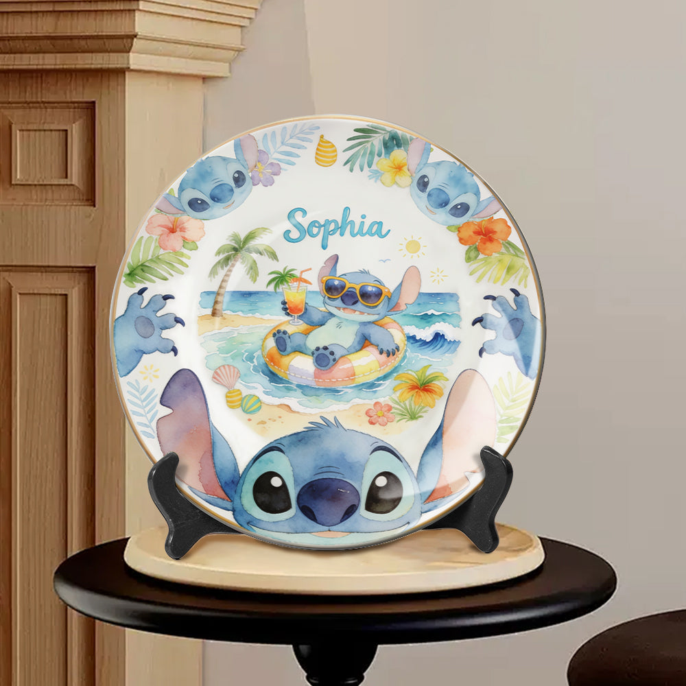 Personalized Ceramic Round Plate with Stand for Family Gift Ceramic Round Plate GradoCreations