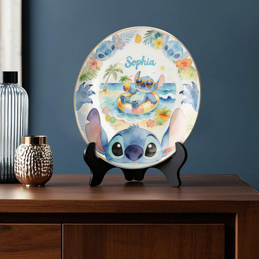 Personalized Ceramic Round Plate with Stand for Family Gift Ceramic Round Plate GradoCreations