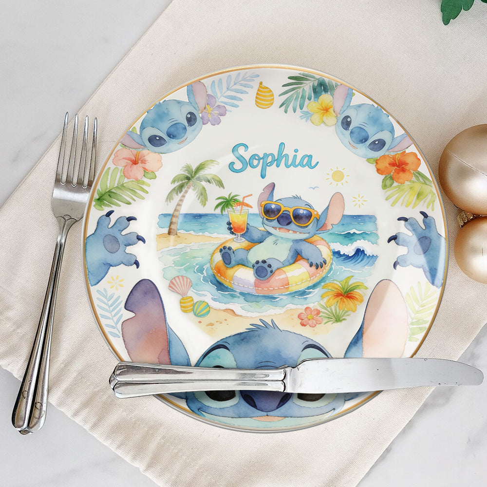 Personalized Ceramic Round Plate with Stand for Family Gift Ceramic Round Plate GradoCreations