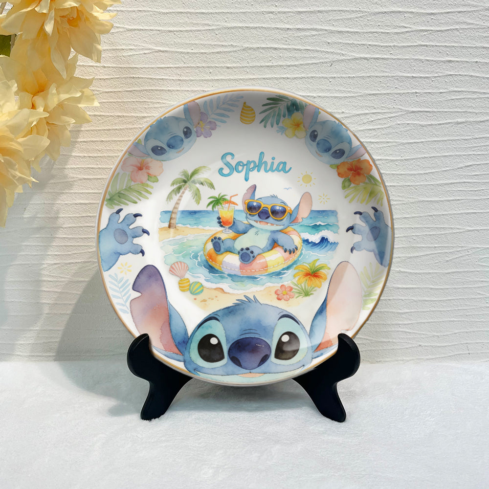 Personalized Ceramic Round Plate with Stand for Family Gift Ceramic Round Plate GradoCreations