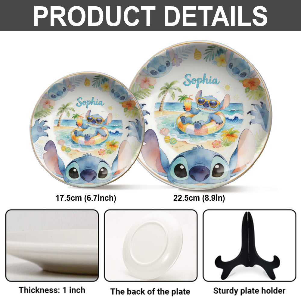 Personalized Ceramic Round Plate with Stand for Family Gift Ceramic Round Plate GradoCreations