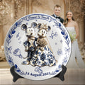 Personalized Ceramic Round Plate Newlywed Gift Mickey & Minnie Ceramic Round Plate GradoCreations