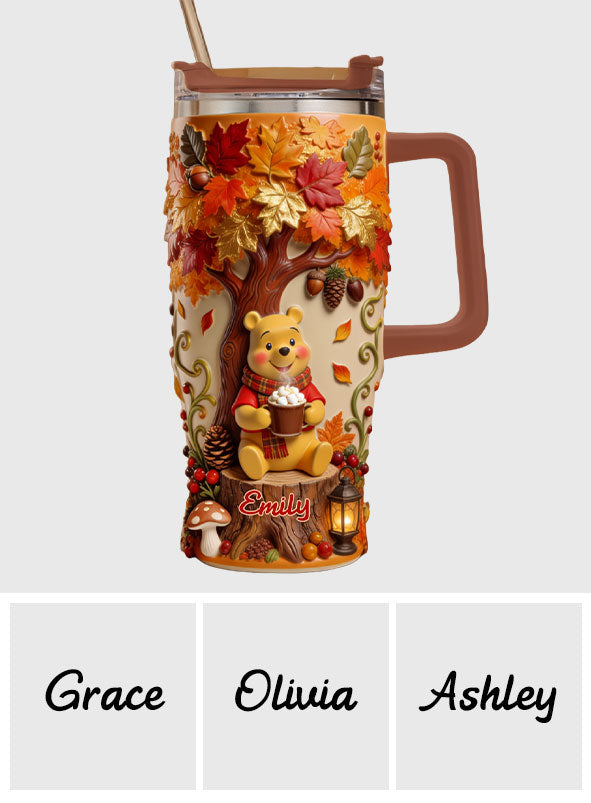 Personalized Yellow Bear Tumbler with Plush Charm Gift for Mom Tumbler With Plush Charm GradoCreations