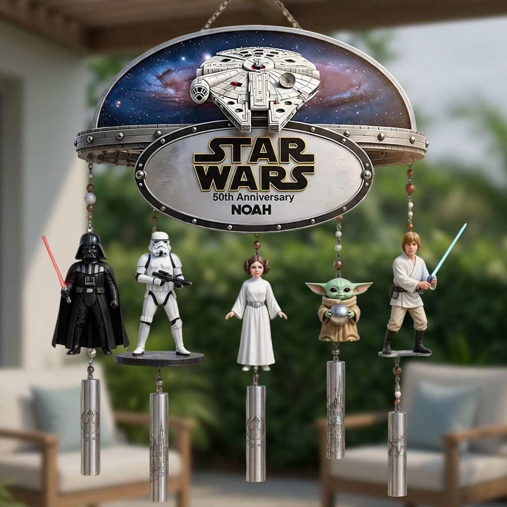 Personalized 50th Anniversary Star Wars Wind Chime with Charm Wind Chime With Charm GradoCreations