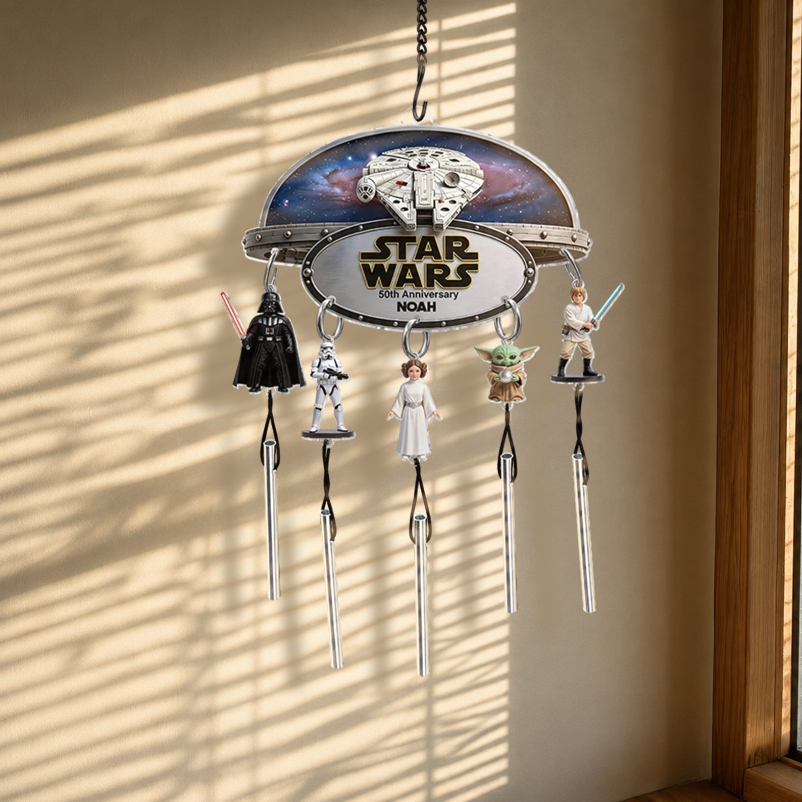 Personalized 50th Anniversary Star Wars Wind Chime with Charm Wind Chime With Charm GradoCreations