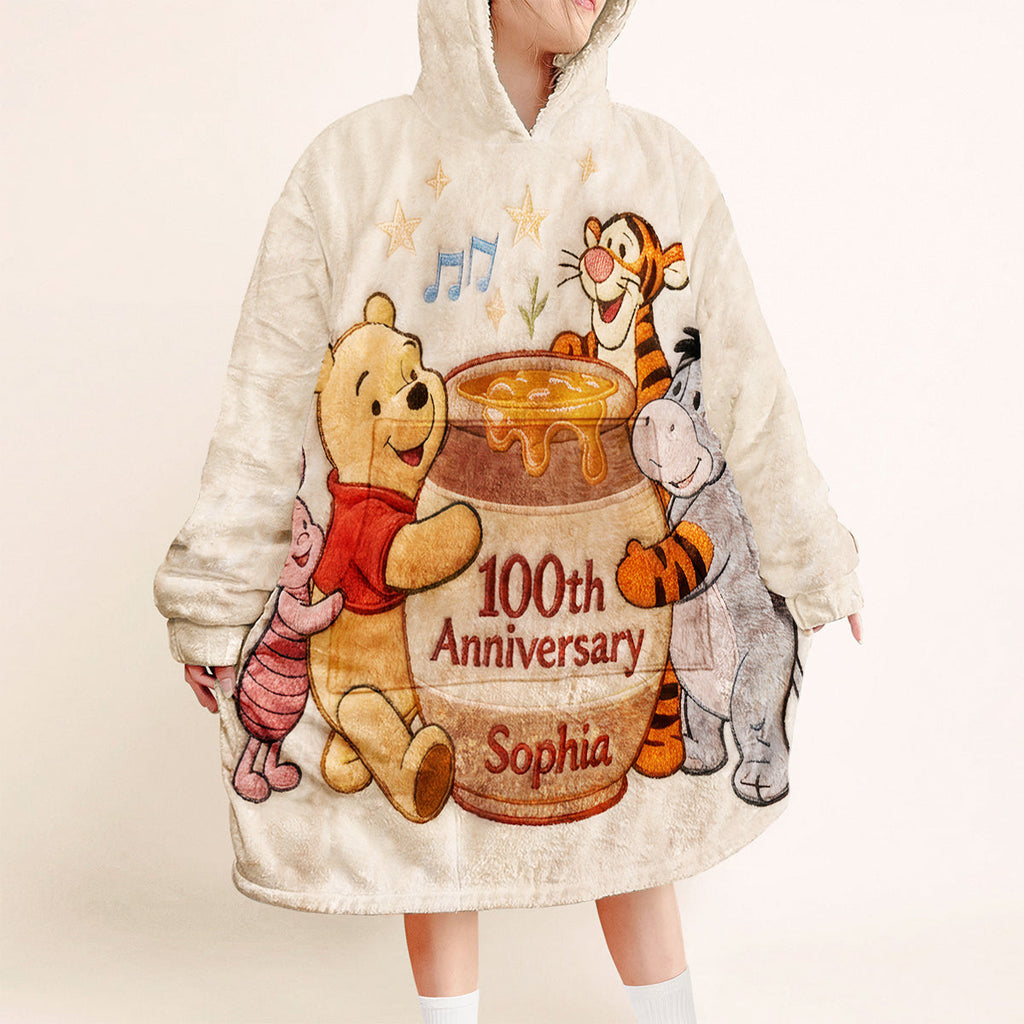 Personalized Honey Bear 100th Anniversary Blanket Hoodie Gift Blanket Hoodie GradoCreations