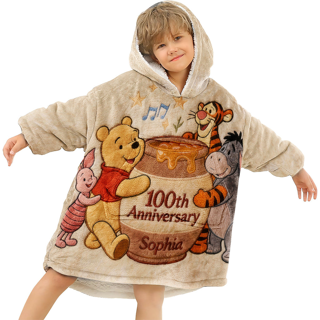 Personalized Honey Bear 100th Anniversary Blanket Hoodie Gift Blanket Hoodie GradoCreations