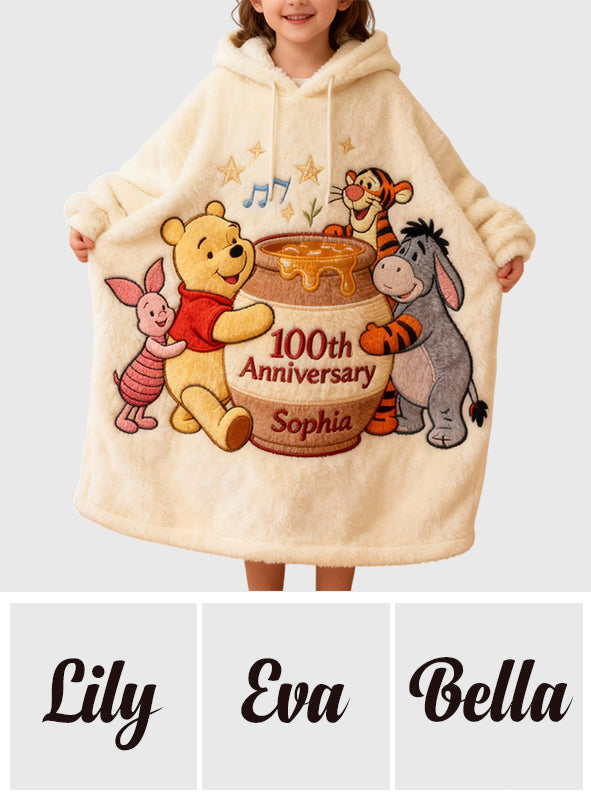 Personalized Honey Bear 100th Anniversary Blanket Hoodie Gift Blanket Hoodie GradoCreations