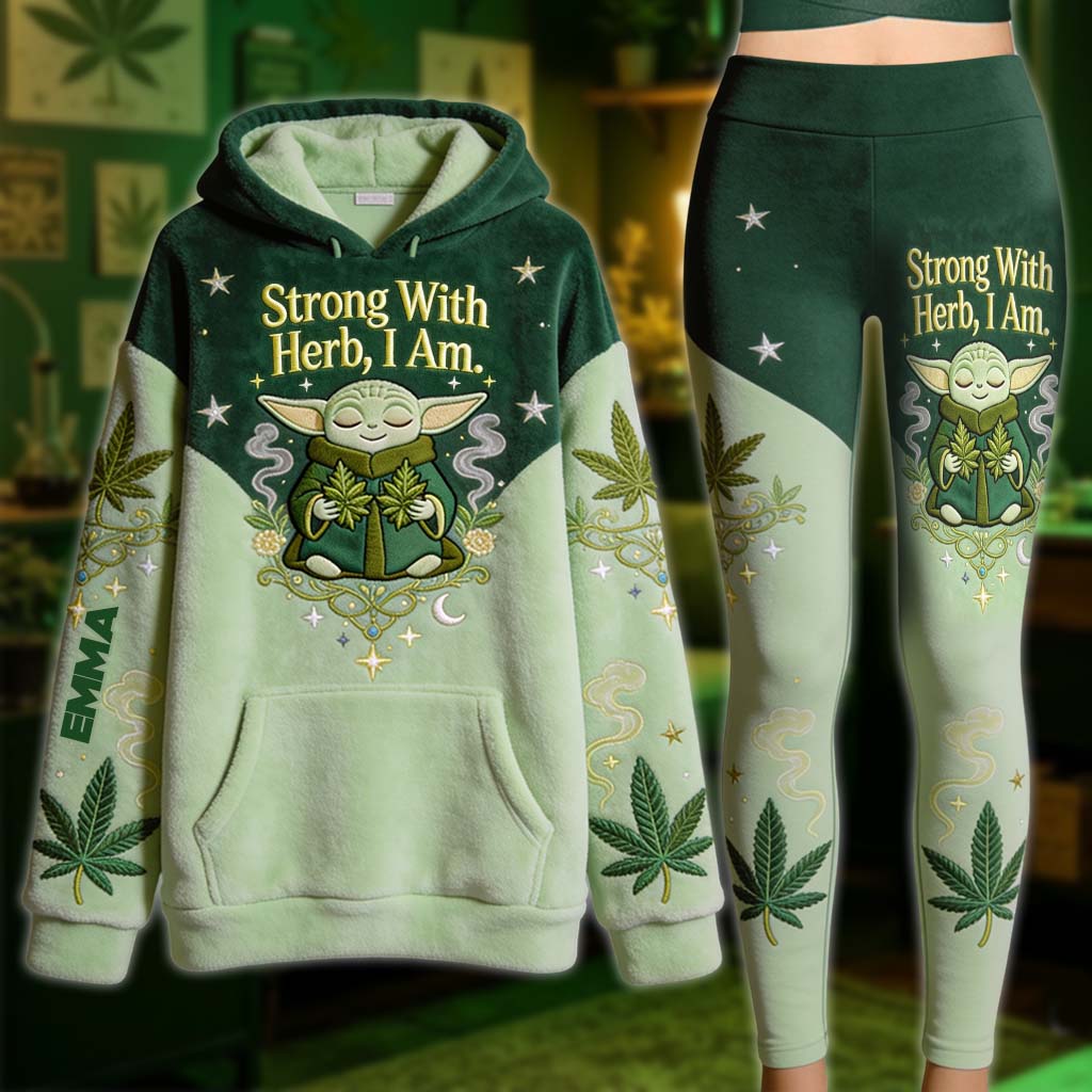 Personalized Strong With Herb Hoodie & Leggings Gift Set Hoodie & Leggings GradoCreations