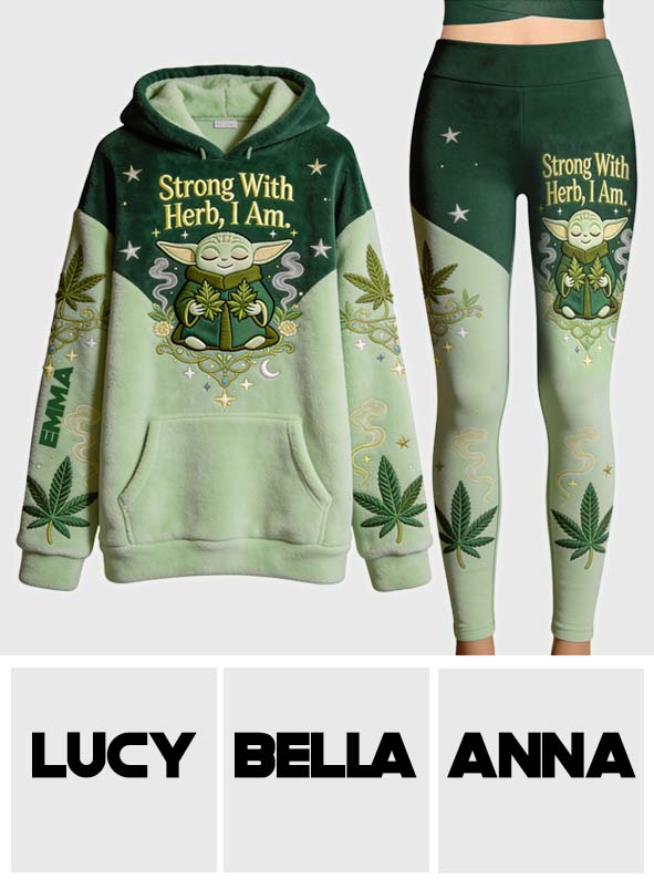 Personalized Strong With Herb Hoodie & Leggings Gift Set Hoodie & Leggings GradoCreations