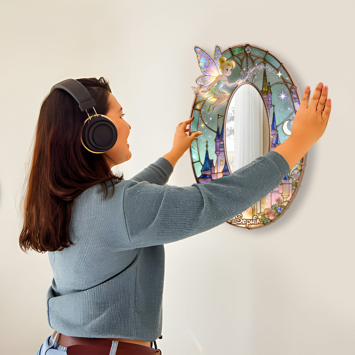 Personalized Flying Fairy Wall Hanging Mirror for Kids Room Decor Wall Hanging Mirror GradoCreations