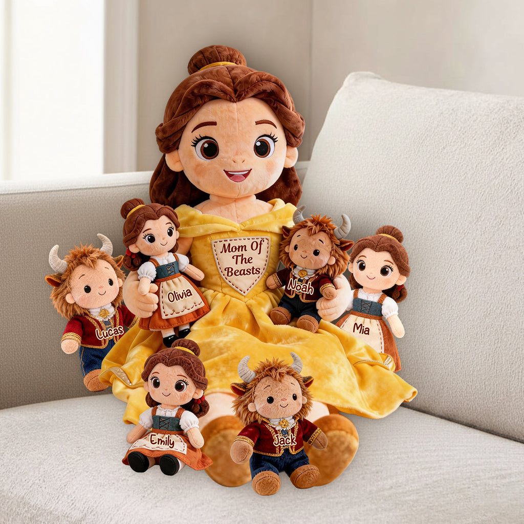 Personalized Beauty and the Beast Faux Fur Pillow for Mom Premium Faux Fur Pillow GradoCreations