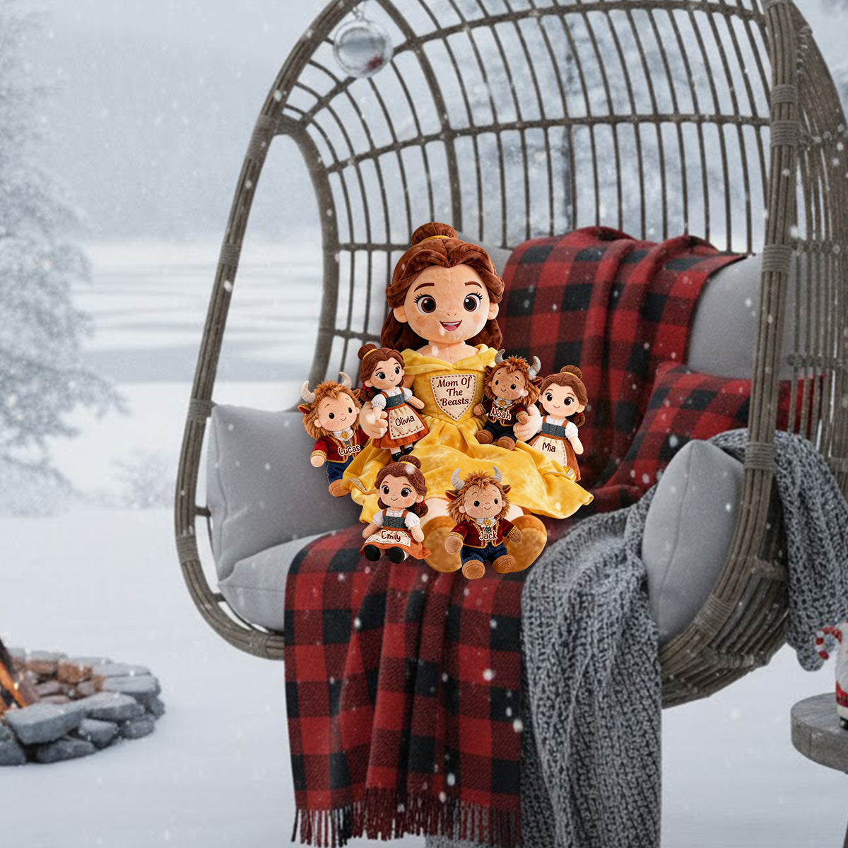 Personalized Beauty and the Beast Faux Fur Pillow for Mom Premium Faux Fur Pillow GradoCreations