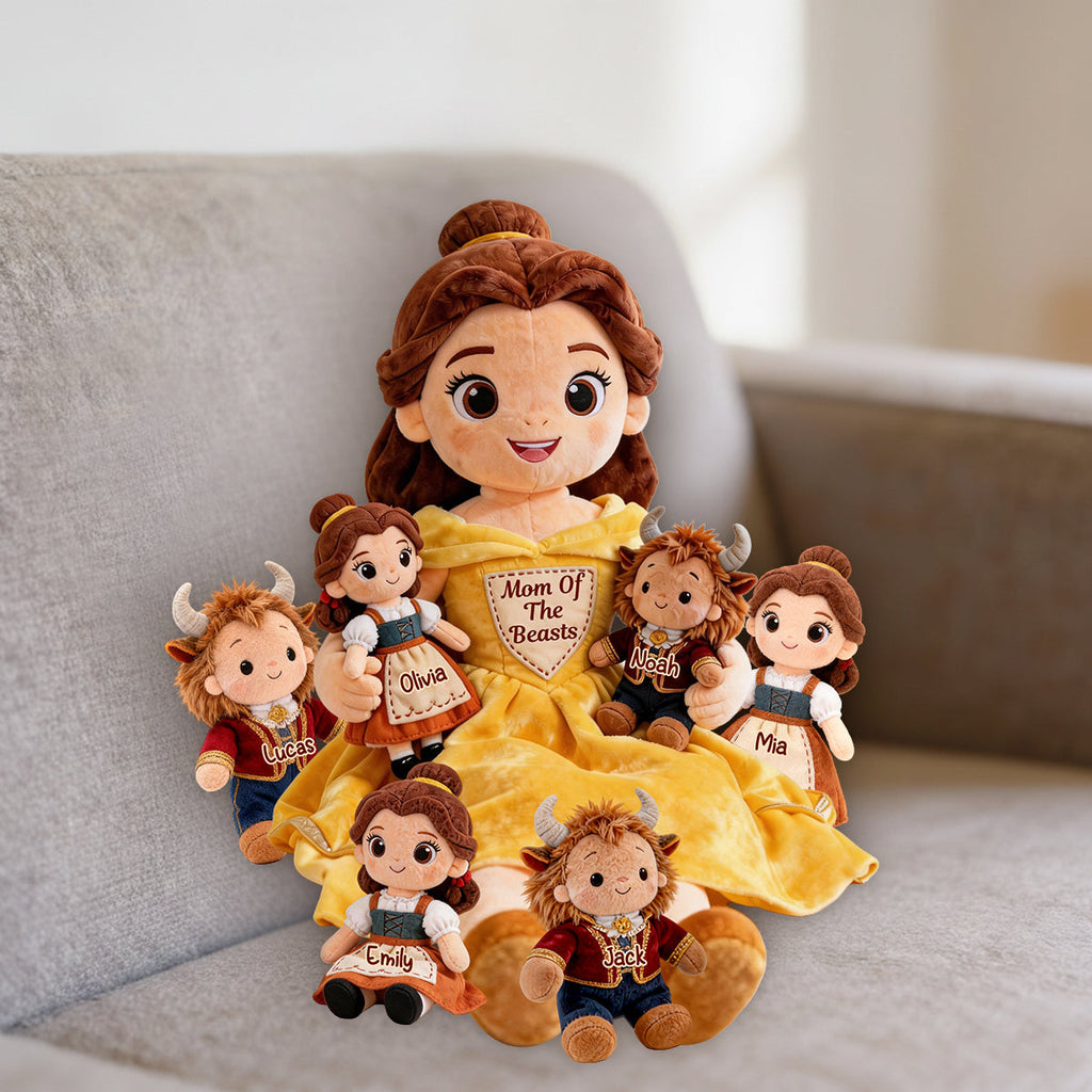 Personalized Beauty and the Beast Faux Fur Pillow for Mom Premium Faux Fur Pillow GradoCreations