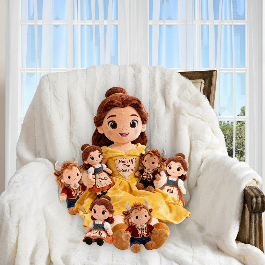 Personalized Beauty and the Beast Faux Fur Pillow for Mom Premium Faux Fur Pillow GradoCreations