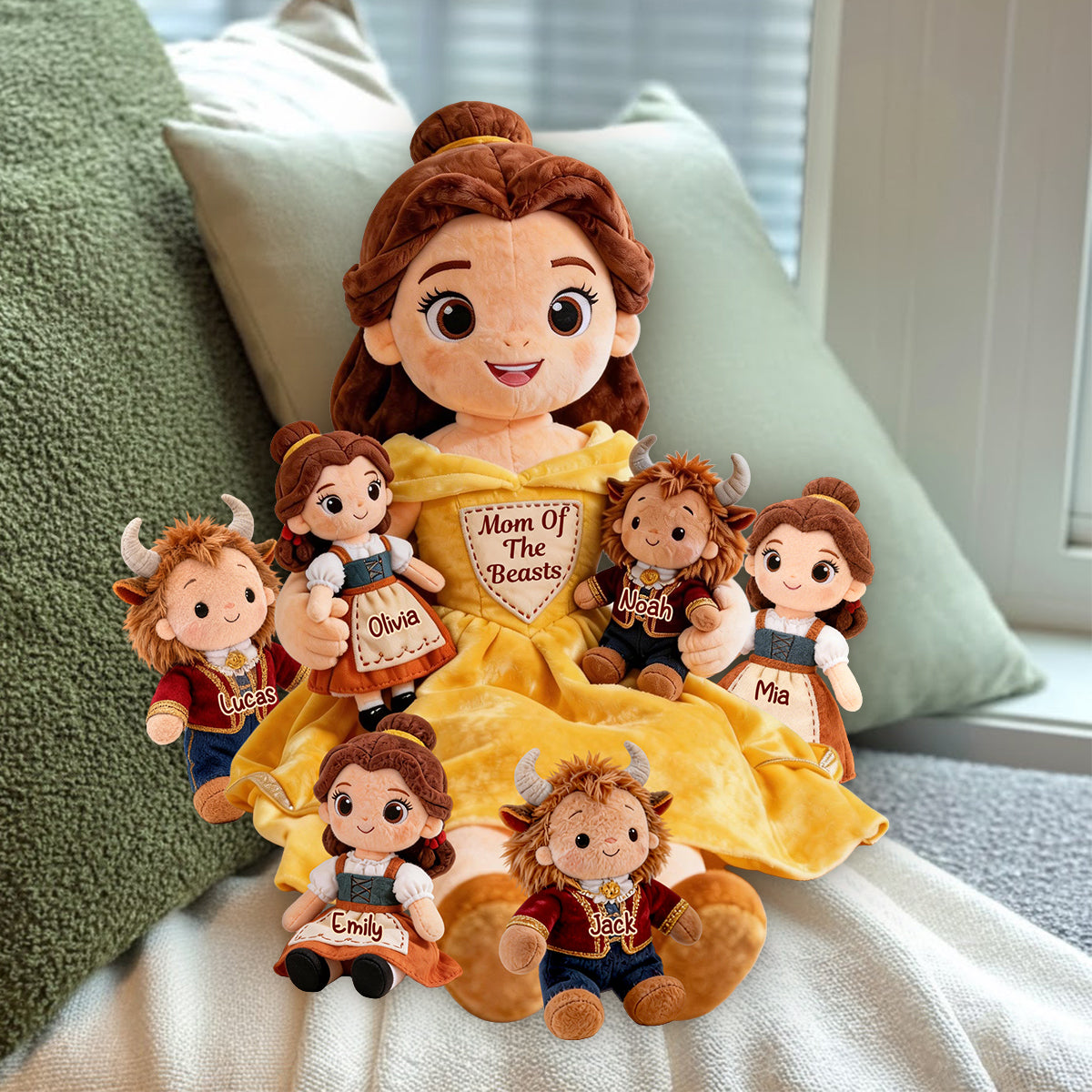 Personalized Beauty and the Beast Faux Fur Pillow for Mom Premium Faux Fur Pillow GradoCreations