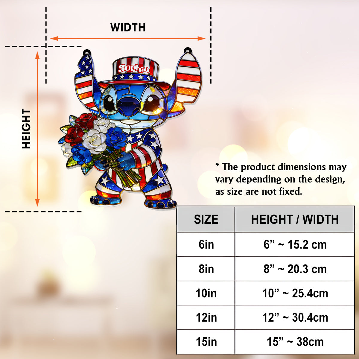 Personalized American Patriotic Alien Suncatcher Ornament Gift Window Hanging Suncatcher Ornament GradoCreations