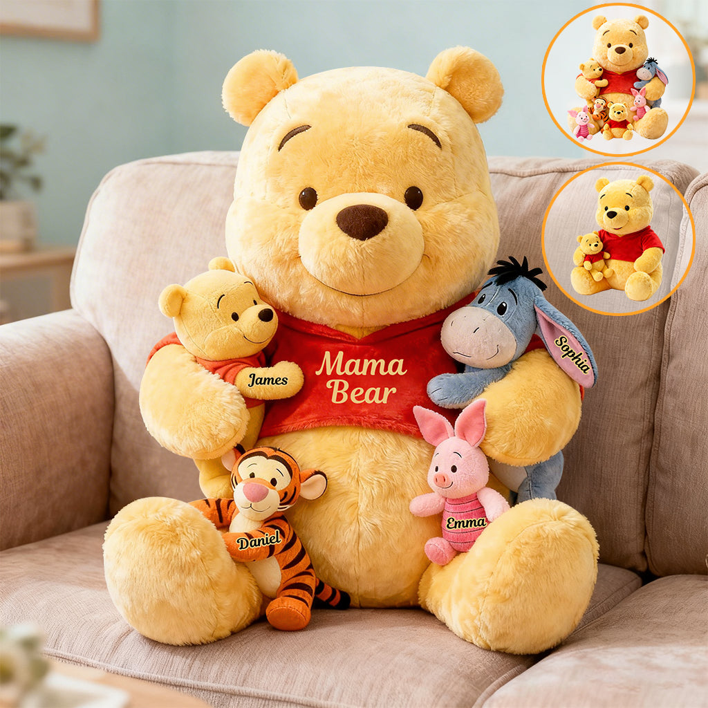 Personalized Mama Bear Faux Fur Pillow Custom Name Gift Premium Faux Fur Pillow GradoCreations