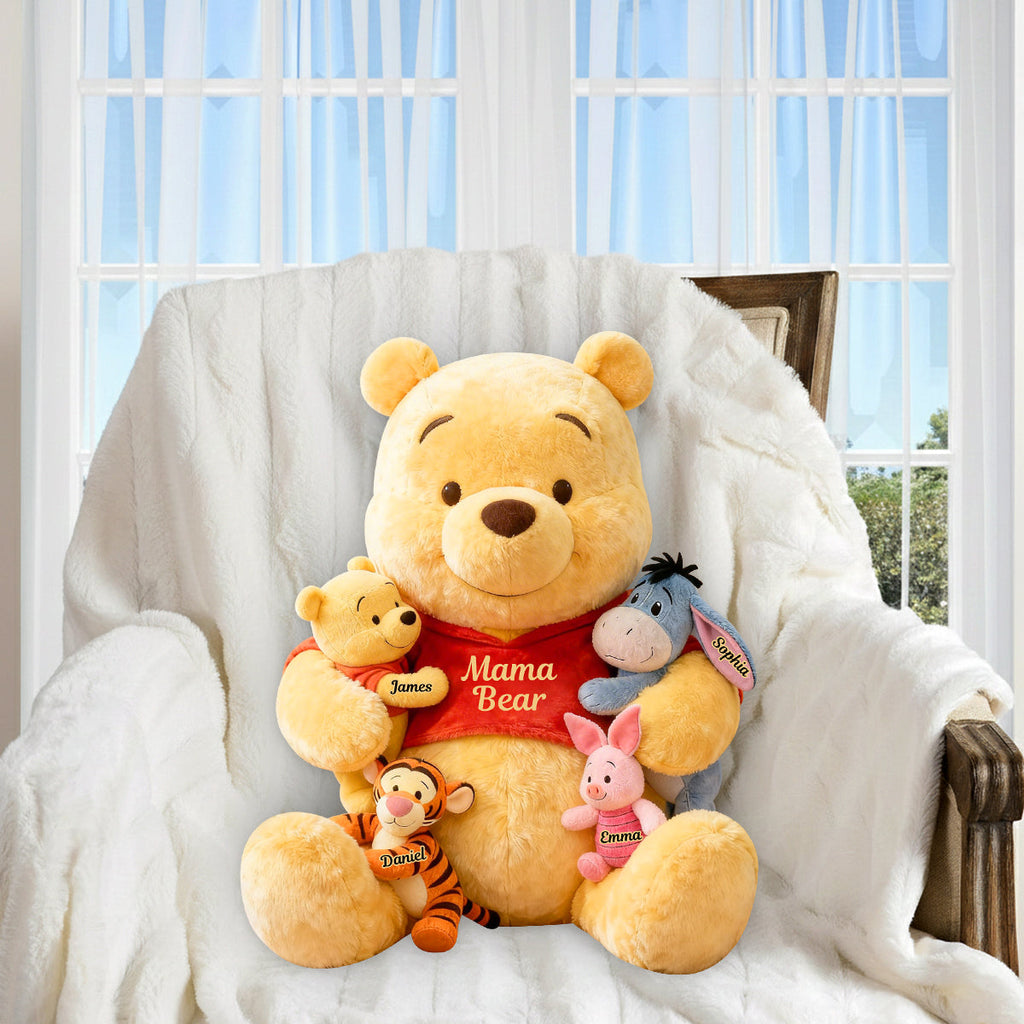 Personalized Mama Bear Faux Fur Pillow Custom Name Gift Premium Faux Fur Pillow GradoCreations