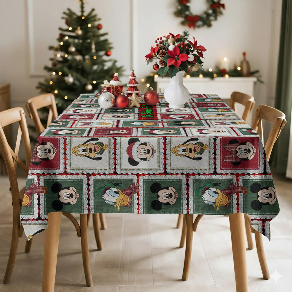 Personalized Christmas Mouse Table Cloth Cover for Family Table Cloth Cover GradoCreations