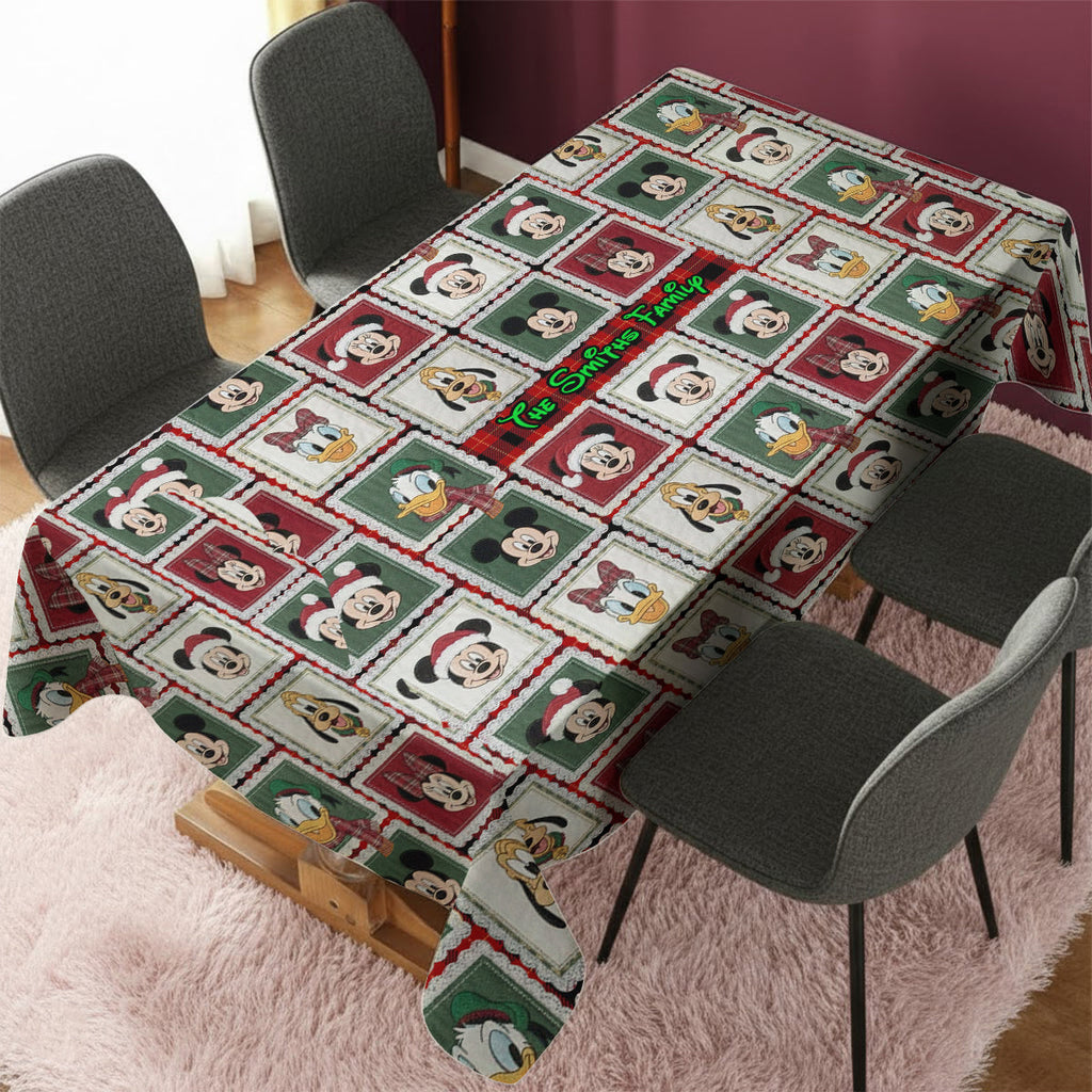 Personalized Christmas Mouse Table Cloth Cover for Family Table Cloth Cover GradoCreations