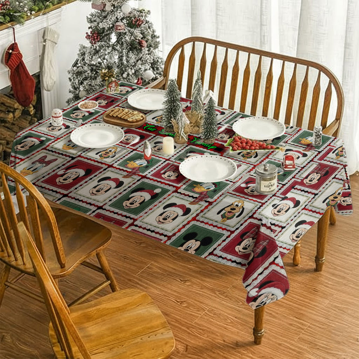 Personalized Christmas Mouse Table Cloth Cover for Family Table Cloth Cover GradoCreations