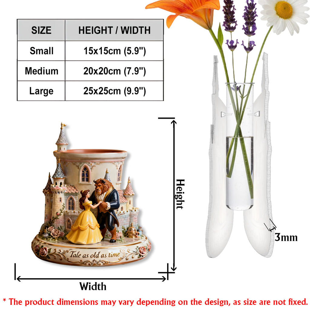 Personalized Beauty and the Beast Acrylic Flower Vase Custom Shape Gift Custom Shape Acrylic Flower Vase GradoCreations