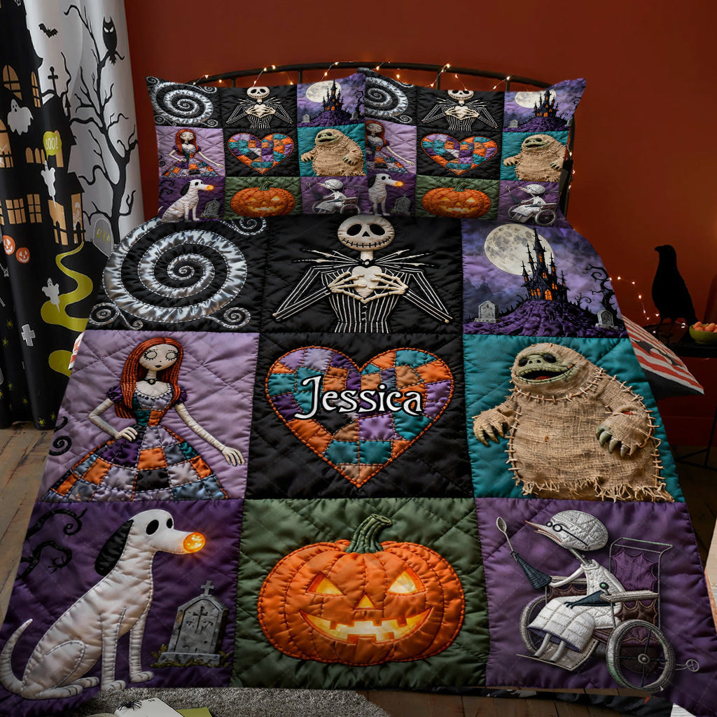 Personalized 3D Nightmare Quilt Set Custom Name Halloween Gift Quilt Set GradoCreations