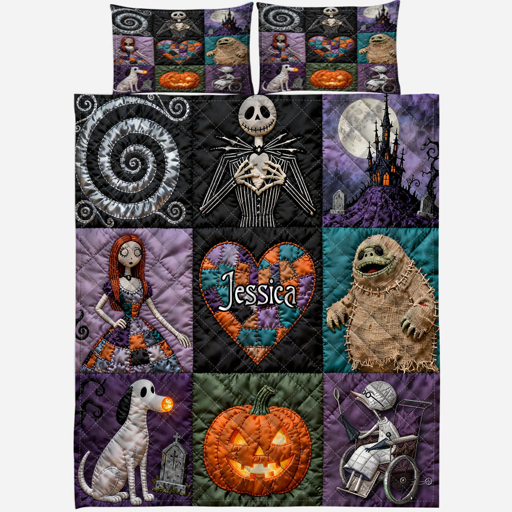 Personalized 3D Nightmare Quilt Set Custom Name Halloween Gift Quilt Set GradoCreations