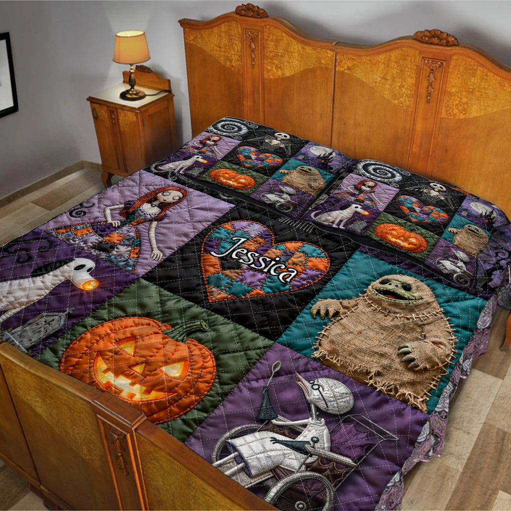 Personalized 3D Nightmare Quilt Set Custom Name Halloween Gift Quilt Set GradoCreations