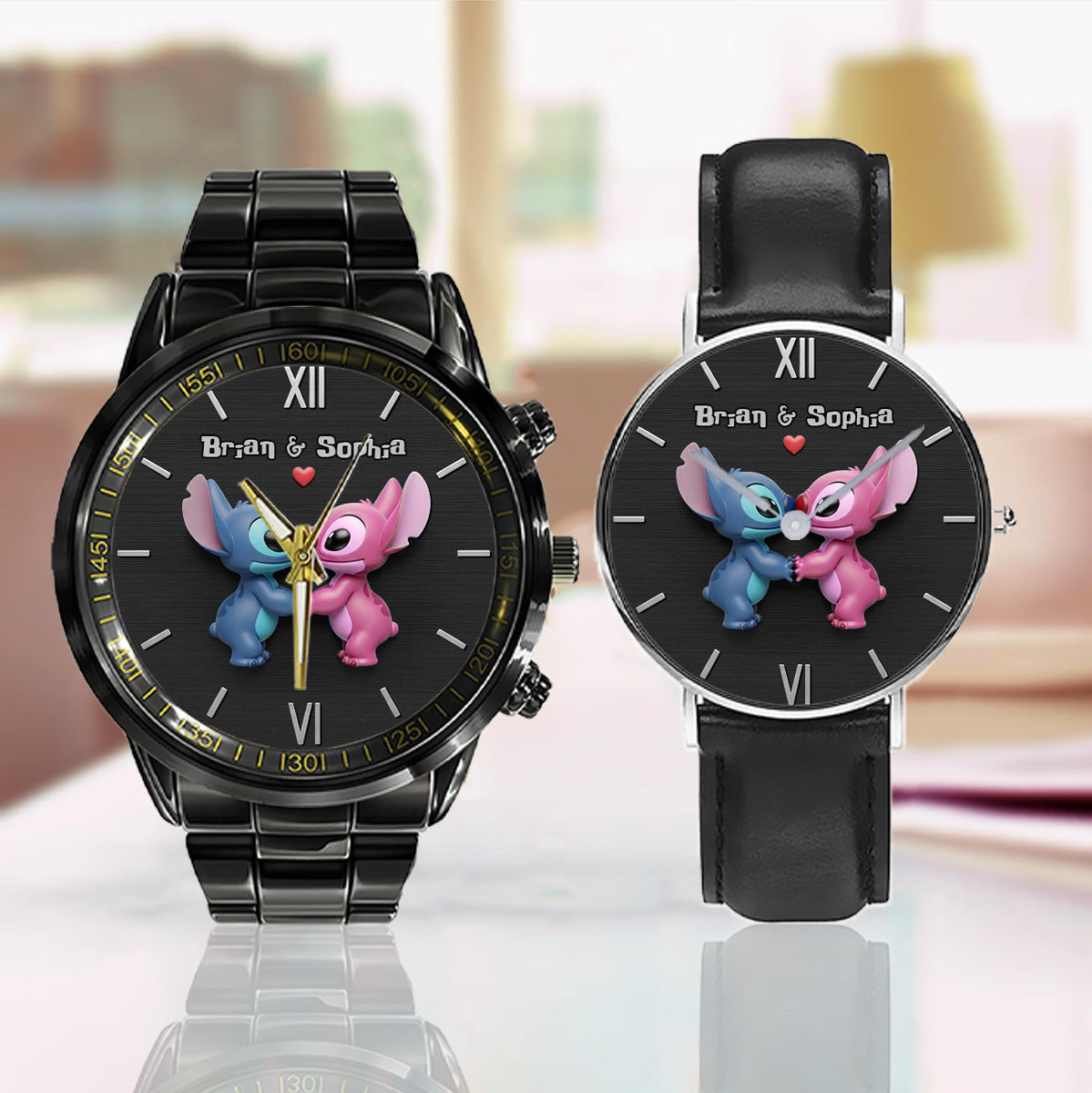 Personalized Ohana Couple Hand Watch Set Custom Names Gift for Anniversary Couple Hand Watch Set GradoCreations