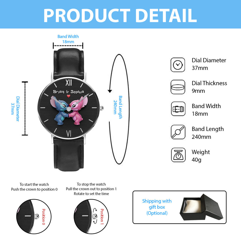Personalized Ohana Couple Hand Watch Set Custom Names Gift for Anniversary Couple Hand Watch Set GradoCreations