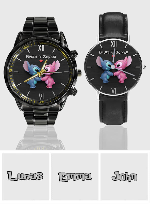 Personalized Ohana Couple Hand Watch Set Custom Names Gift for Anniversary Couple Hand Watch Set GradoCreations