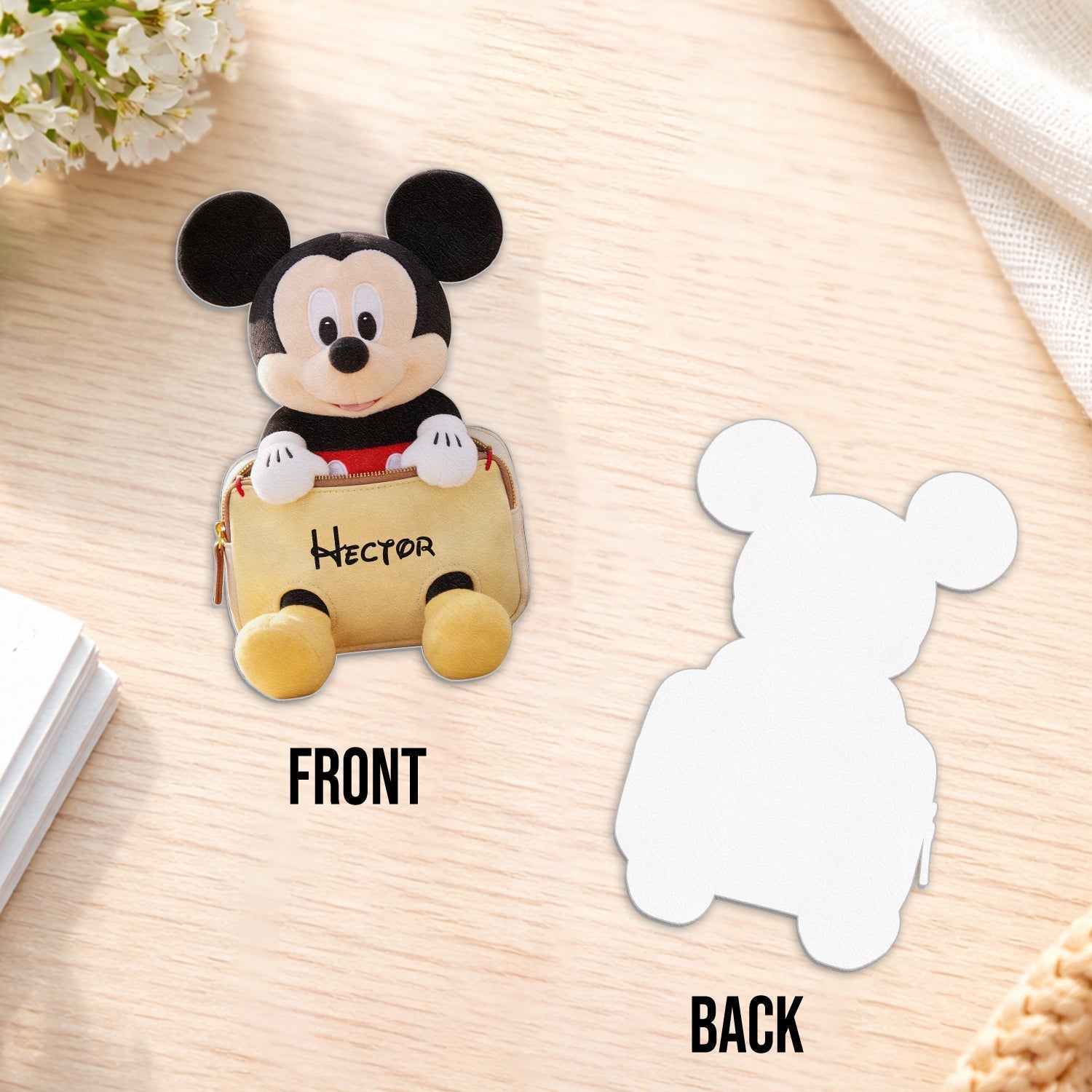 Personalized Kids' Mouse Backpack Custom Name Plush Changeable Patch Changeable Leather Patch Backpack GradoCreations