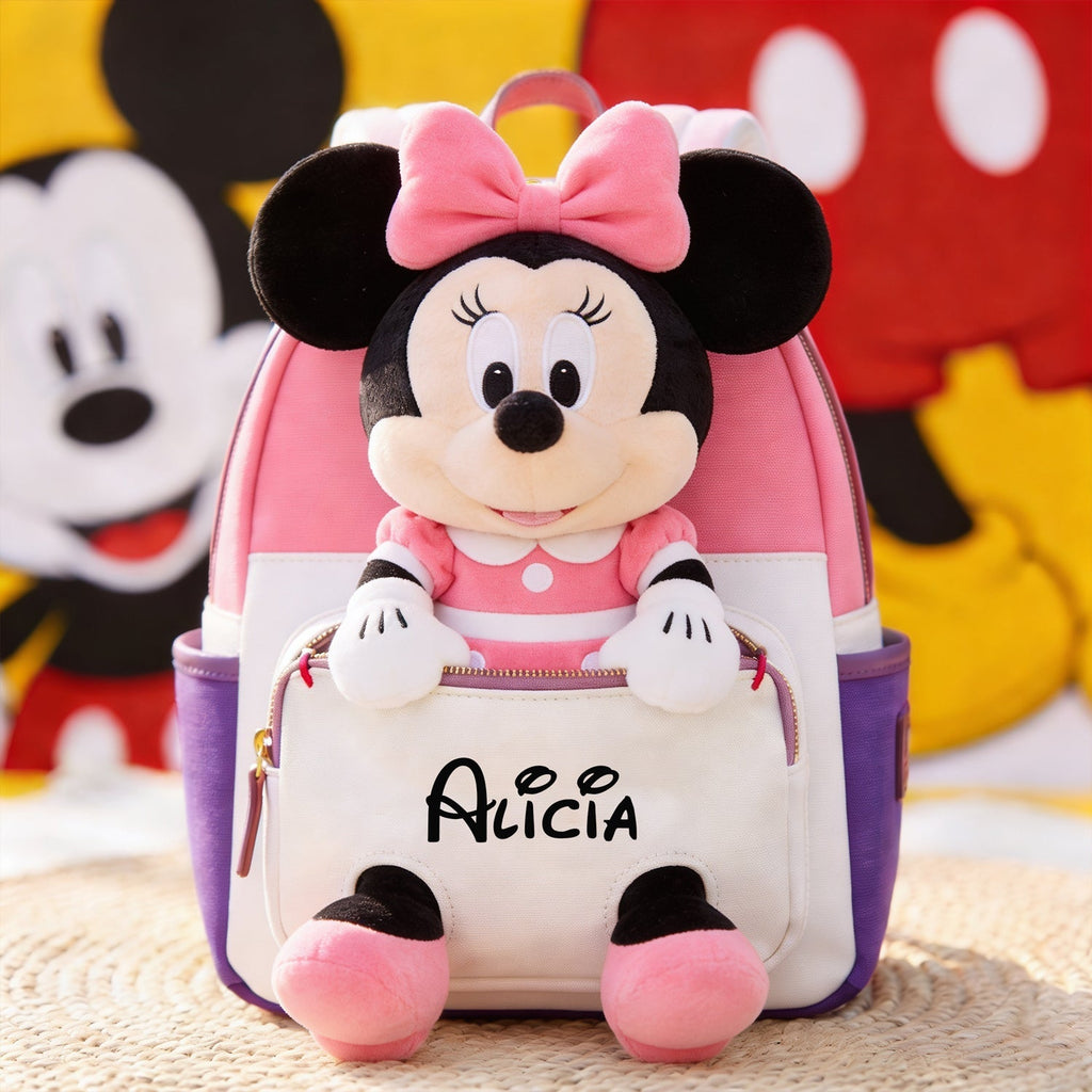 Personalized Kids' Mouse Backpack Custom Name Plush Changeable Patch Changeable Leather Patch Backpack GradoCreations